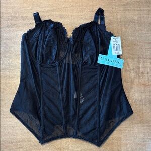 NEW Goddess Bridal Floral Embroidered Sheer Bustier Longline Bra 8202 Black